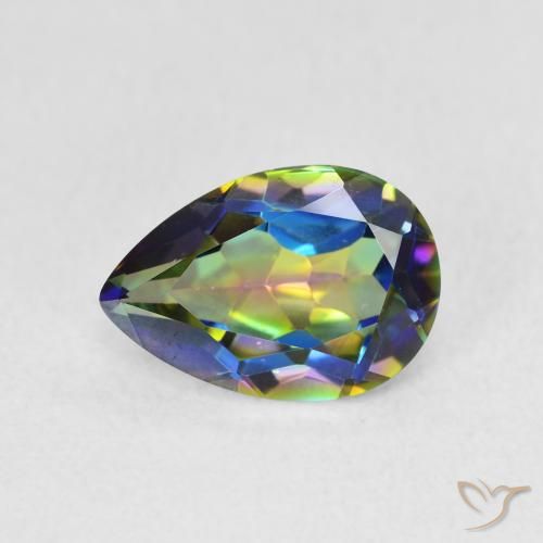 Quartz mystique Multicolore naturelle En forme de poire, 1.89 ct, VVS