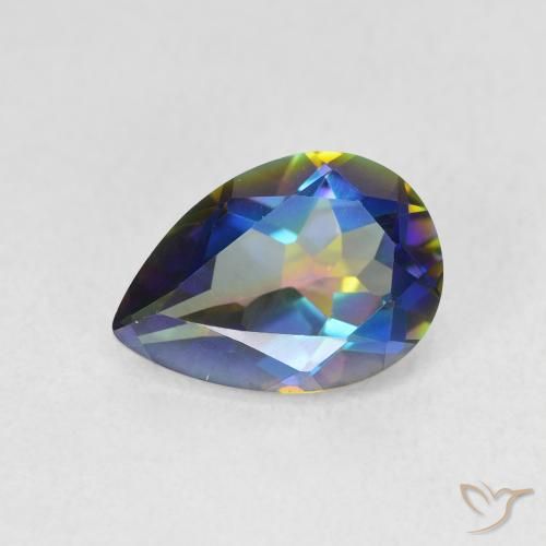 Quartz mystique Multicolore naturelle En forme de poire, 1.75 ct, VVS