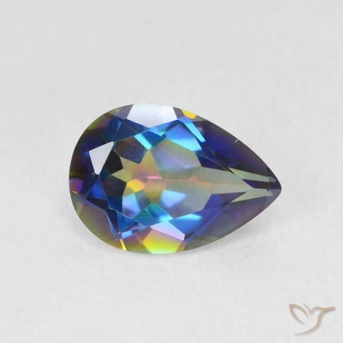 Quartz mystique Multicolore naturelle En forme de poire, 1.75 ct, VVS