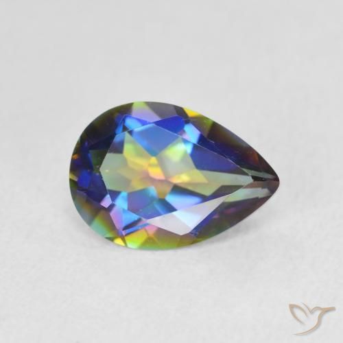Quartz mystique Multicolore naturelle En forme de poire, 1.78 ct, VVS