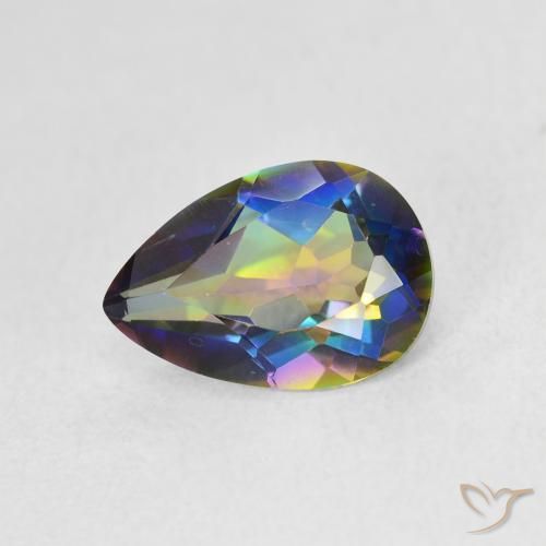 Quartz mystique Multicolore naturelle En forme de poire, 1.74 ct, VVS