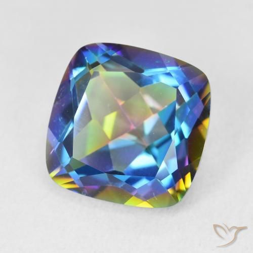 Quartz mystique Multicolore naturelle Coussin, 6.80 ct, VVS