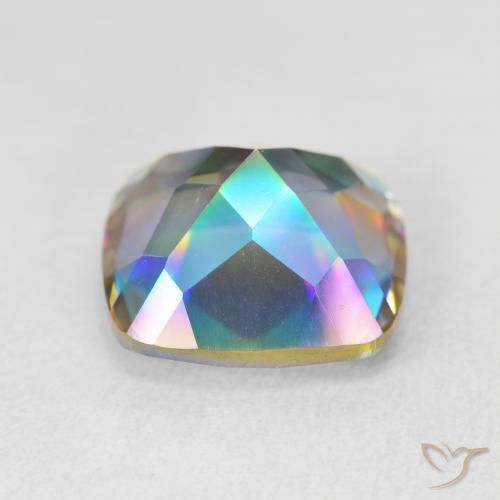 Quartz mystique Multicolore naturelle Coussin, 6.80 ct, VVS