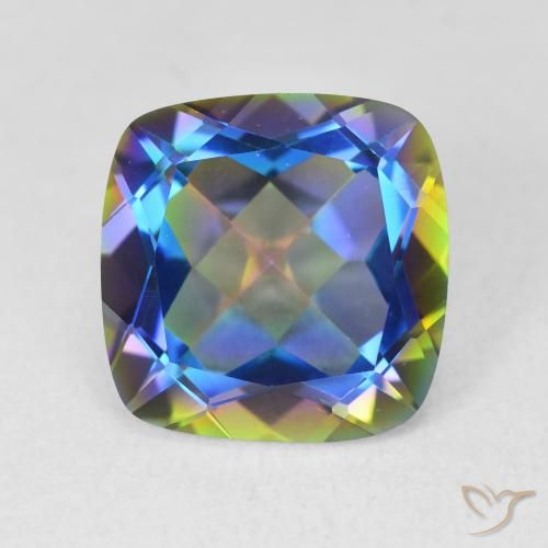 6.64ct Naturel Multicolore Quartz mystique, Coussin, VVS