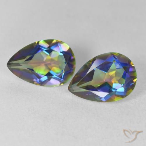 3.51ctw Naturel Multicolore Quartz mystique, En forme de poire, VVS-VS