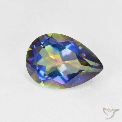 Quartz mystique Multicolore naturelle En forme de poire, 1.87 ct, VVS