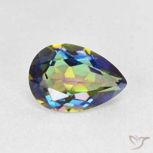 1.95ct Naturel Multicolore Quartz mystique, En forme de poire, VVS-VS