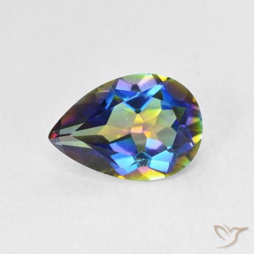 1.52ct Naturel Multicolore Quartz mystique, En forme de poire, VVS-VS