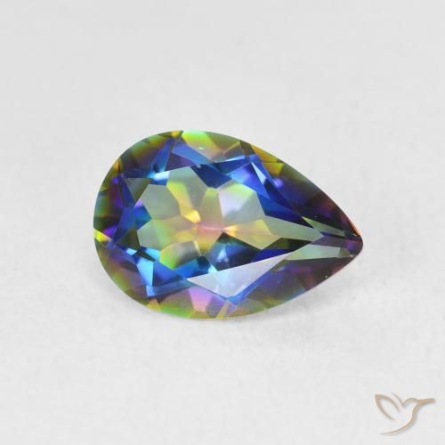 Quartz mystique Multicolore naturelle En forme de poire, 1.52 ct, VVS-VS