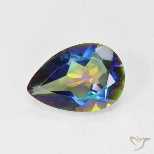 Quartz mystique Multicolore naturelle En forme de poire, 1.71 ct, VVS-VS