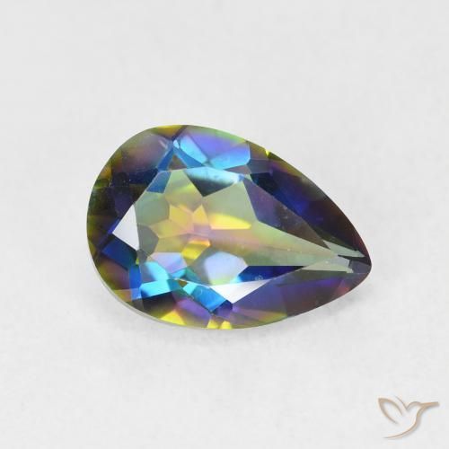 Quartz mystique Multicolore naturelle En forme de poire, 1.71 ct, VVS-VS