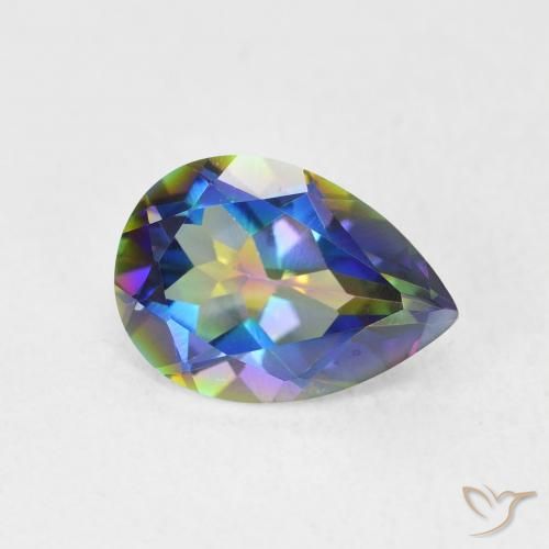 Quartz mystique Multicolore naturelle En forme de poire, 1.65 ct, VVS-VS