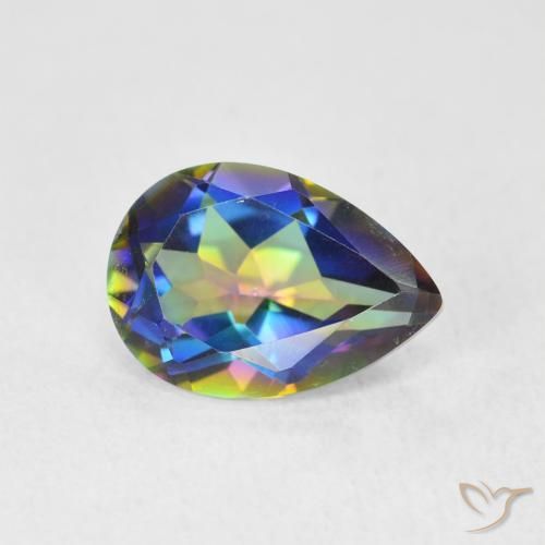 1.76ct Naturel Multicolore Quartz mystique, En forme de poire, VVS-VS
