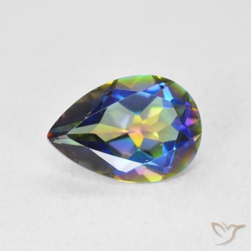 Quartz mystique Multicolore naturelle En forme de poire, 1.76 ct, VVS-VS
