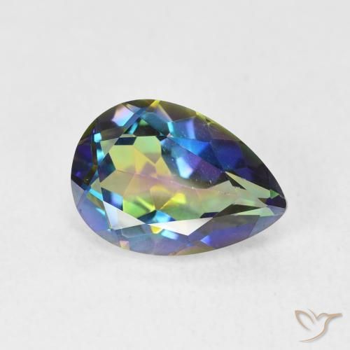 Quartz mystique Multicolore naturelle En forme de poire, 1.92 ct, VVS-VS