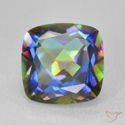6.55ct Naturel Multicolore Quartz mystique, Coussin, VVS