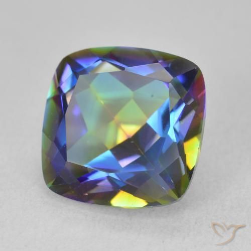 Quartz mystique Multicolore naturelle Coussin, 6.55 ct, VVS