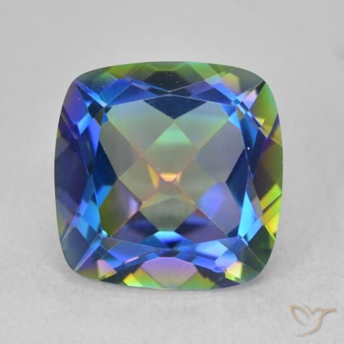 6.70ct Naturel Multicolore Quartz mystique, Coussin, VVS