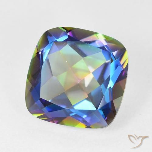 Quartz mystique Multicolore naturelle Coussin, 6.91 ct, VVS