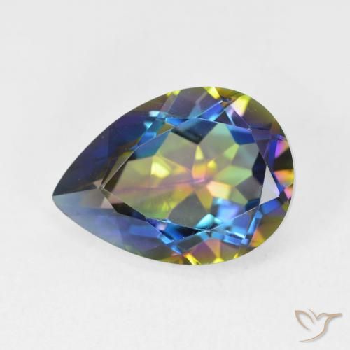 Quartz mystique Multicolore naturelle En forme de poire, 5.22 ct, VVS