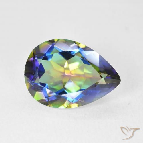 Quartz mystique Multicolore naturelle En forme de poire, 5.12 ct, VVS
