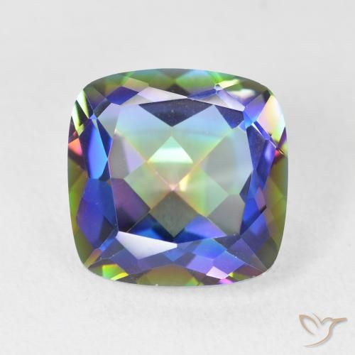 6.64ct Naturel Multicolore Quartz mystique, Coussin, VVS