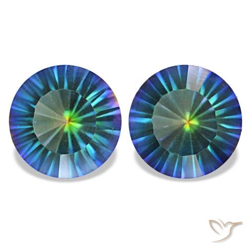 Quartz mystique multicolore de 3,27 ct, rond, VS