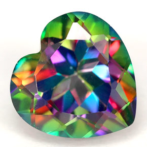 Topaze mystique multicolore naturelle forme de coeur, 4,56 ct, VVS