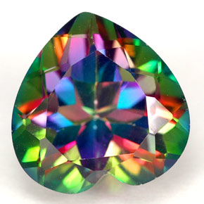 Topaze mystique multicolore naturelle forme de coeur, 4,56 ct, VVS