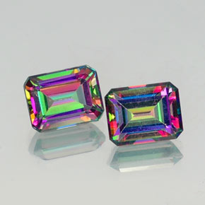Achetez naturel ct multicolore topaze mystique gems, taille émeraude, en provenance brésil chez gemselect. en stock, livraison internationale!
