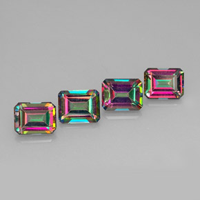 Achetez naturel ct multicolore topaze mystique gems, taille émeraude, en provenance brésil chez gemselect. en stock, livraison internationale!