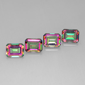 Achetez naturel ct multicolore topaze mystique gems, taille émeraude, en provenance brésil chez gemselect. en stock, livraison internationale!