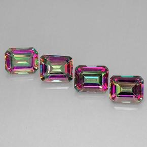 Achetez naturel ct multicolore topaze mystique gems, taille émeraude, en provenance brésil chez gemselect. en stock, livraison internationale!