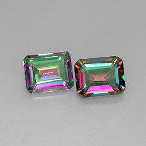 Achetez naturel ct multicolore topaze mystique gems, taille émeraude, en provenance brésil chez gemselect. en stock, livraison internationale!