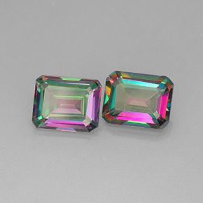 Achetez naturel ct multicolore topaze mystique gems, taille émeraude, en provenance brésil chez gemselect. en stock, livraison internationale!