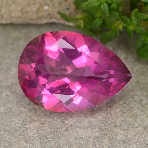 Topaze mystique Rose foncé naturelle En forme de poire, 6.03 ct, VVS-VS