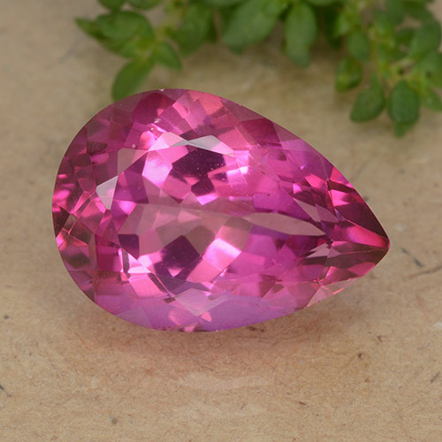 Topaze mystique Rose vif naturelle En forme de poire, 6.77 ct, VVS-VS