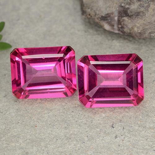 Achetez naturel 7,26ct rose foncé topaze mystique gems, taille émeraude, en provenance brésil chez gemselect. en stock, livraison internationale!