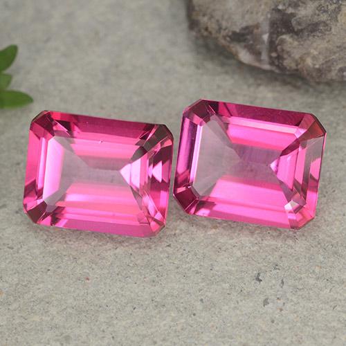 Achetez naturel 7,26ct rose foncé topaze mystique gems, taille émeraude, en provenance brésil chez gemselect. en stock, livraison internationale!