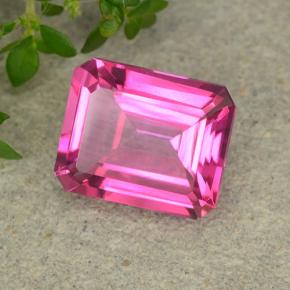 Topaze mystique rose foncé naturelle taille émeraude, 3,74 ct, VVS