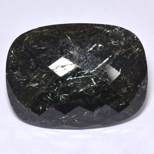 Nuummite noir naturelle coupe coussin, 20,17 ct, opaque