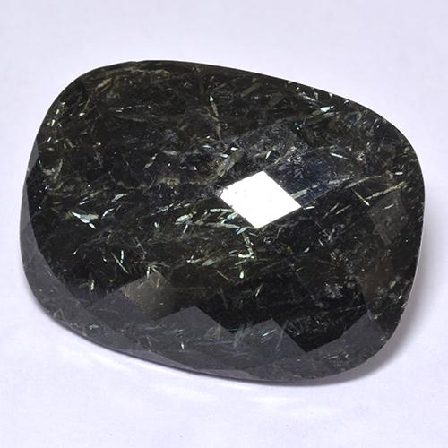 Nuummite noir naturelle coupe coussin, 20,17 ct, opaque