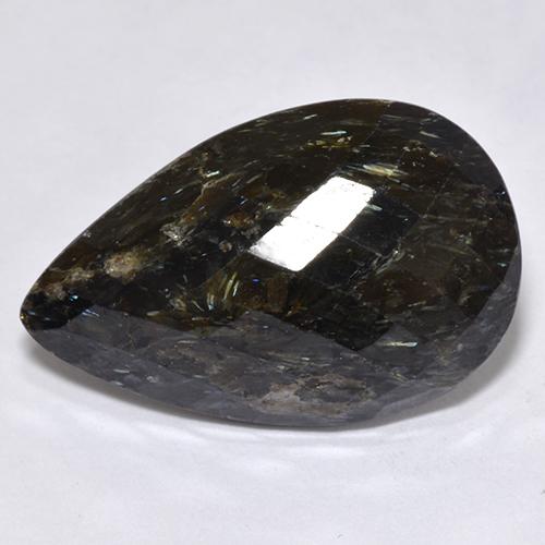 Nuummite noir naturelle en forme de poire, 12,45 ct, opaque