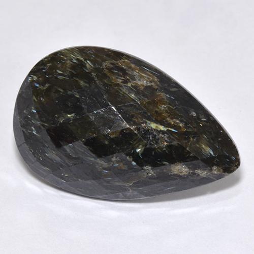 Nuummite noir naturelle en forme de poire, 12,45 ct, opaque