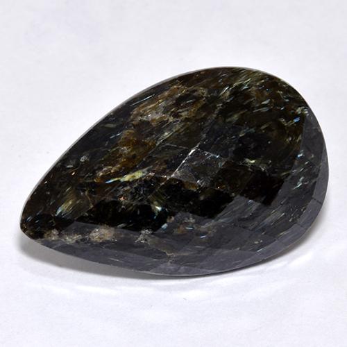Nuummite noir naturelle en forme de poire, 12,45 ct, opaque