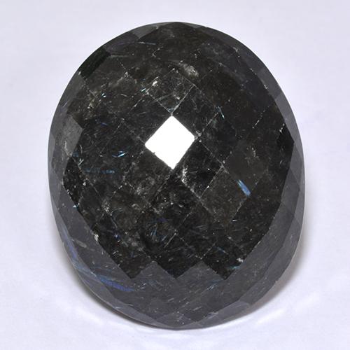 Nuummite noir naturelle coupe ovale, 29,81 ct, opaque