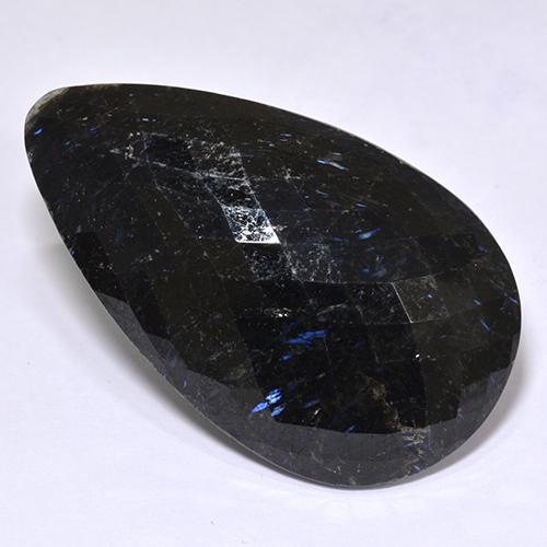 Nuummite noir naturelle en forme de poire, 45,28 ct, opaque