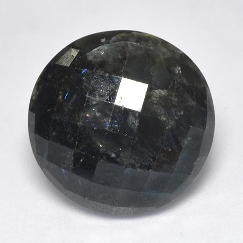 Nuummite noir naturelle coupe roude, 15,30 ct, opaque