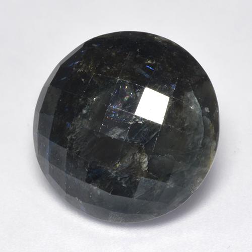 Nuummite noir naturelle coupe roude, 15,30 ct, opaque