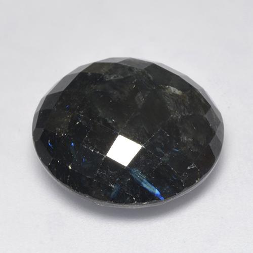 Nuummite noir naturelle coupe roude, 15,30 ct, opaque